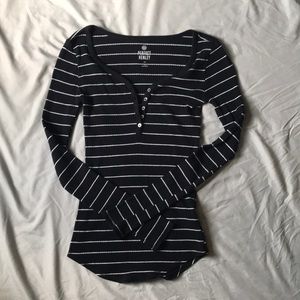 Striped and Stretchy Henley Tee